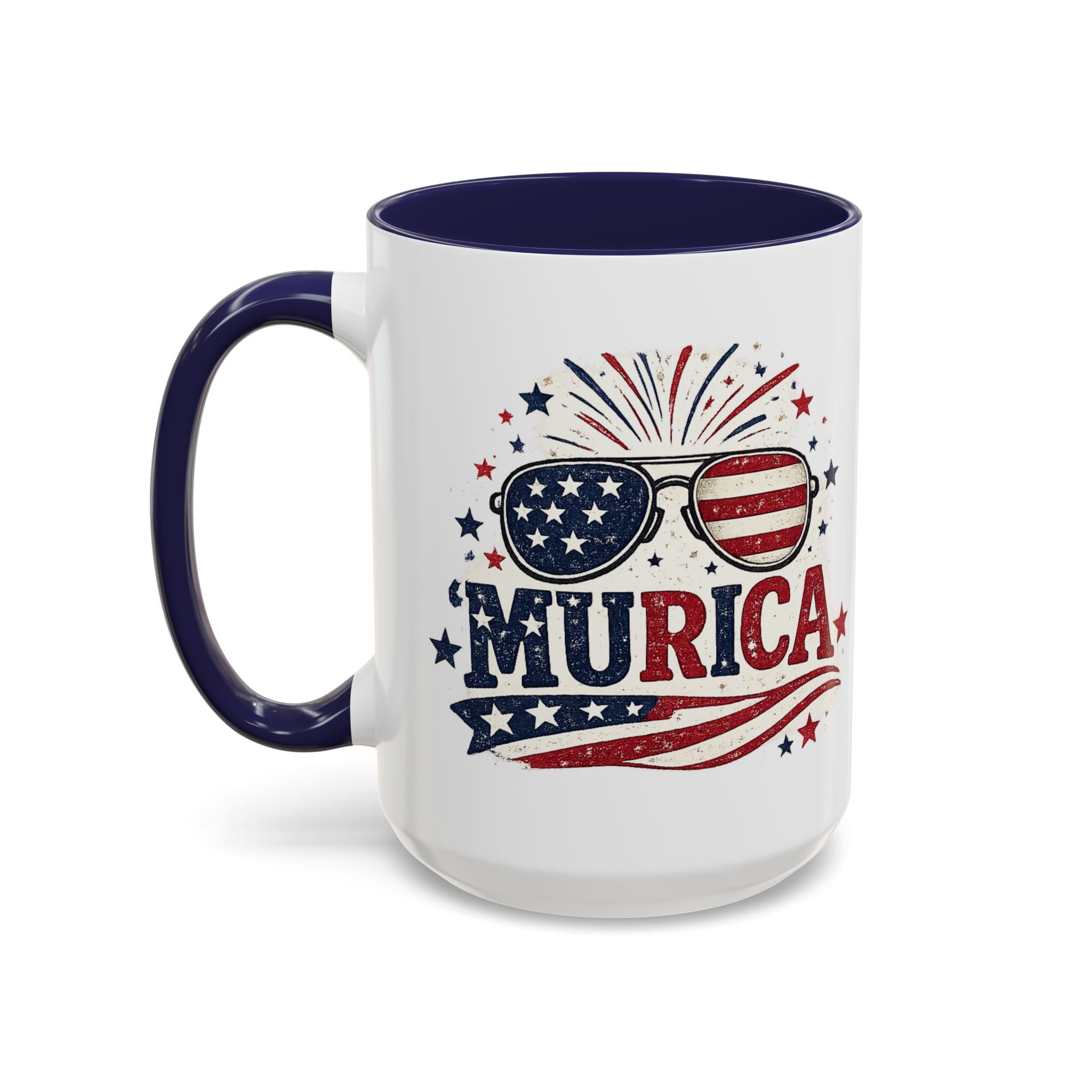 America Flag Accent Coffee Mug - Patriotic 11/15oz Tea Cup