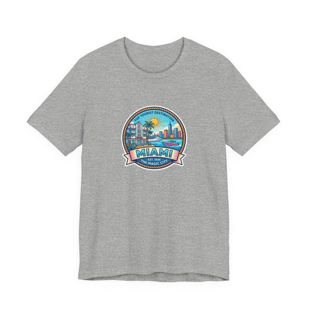 Miami Beach Vintage Logo Tee — Miami Skyline Sunset T‑Shirt