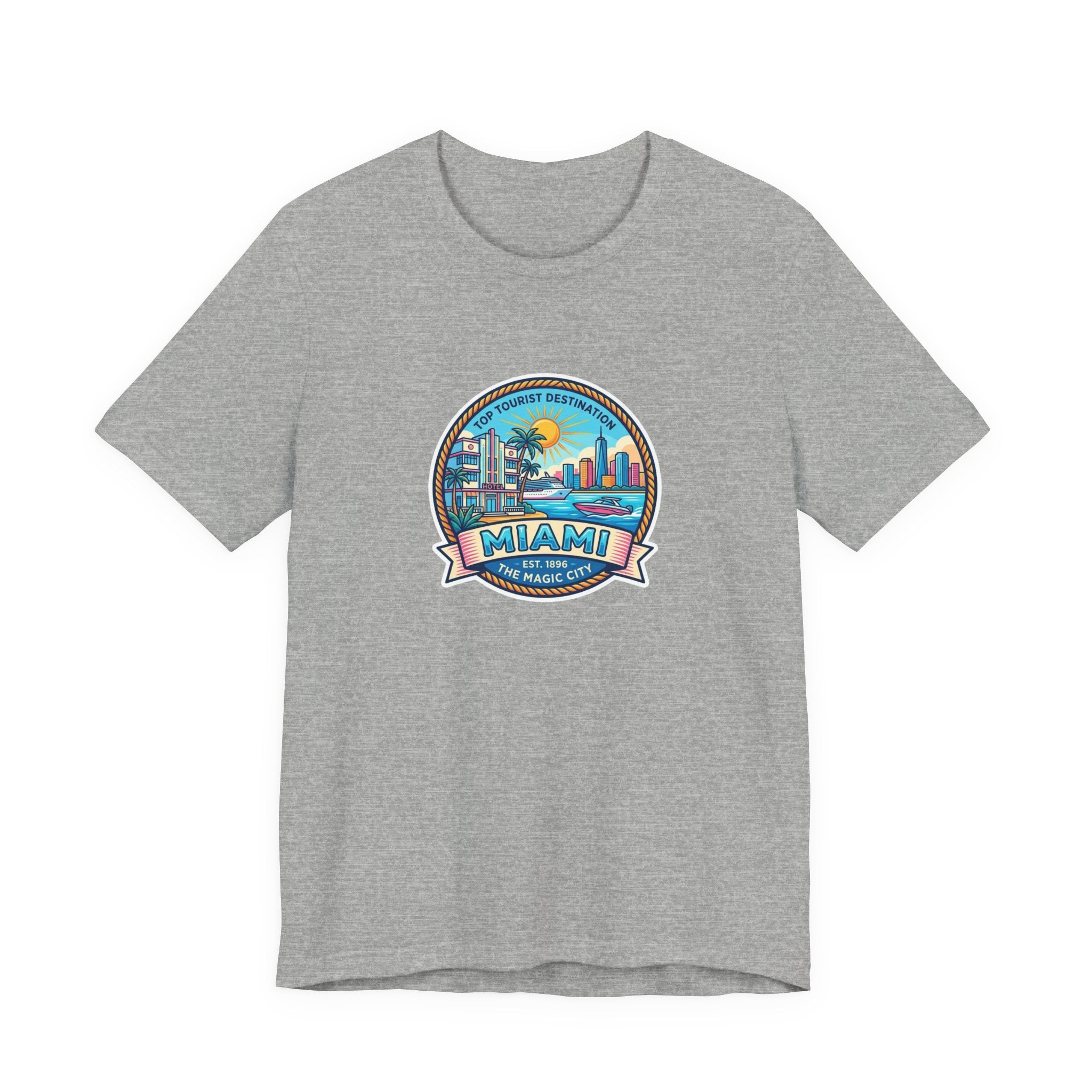 Miami Beach Vintage Logo Tee — Miami Skyline Sunset T‑Shirt