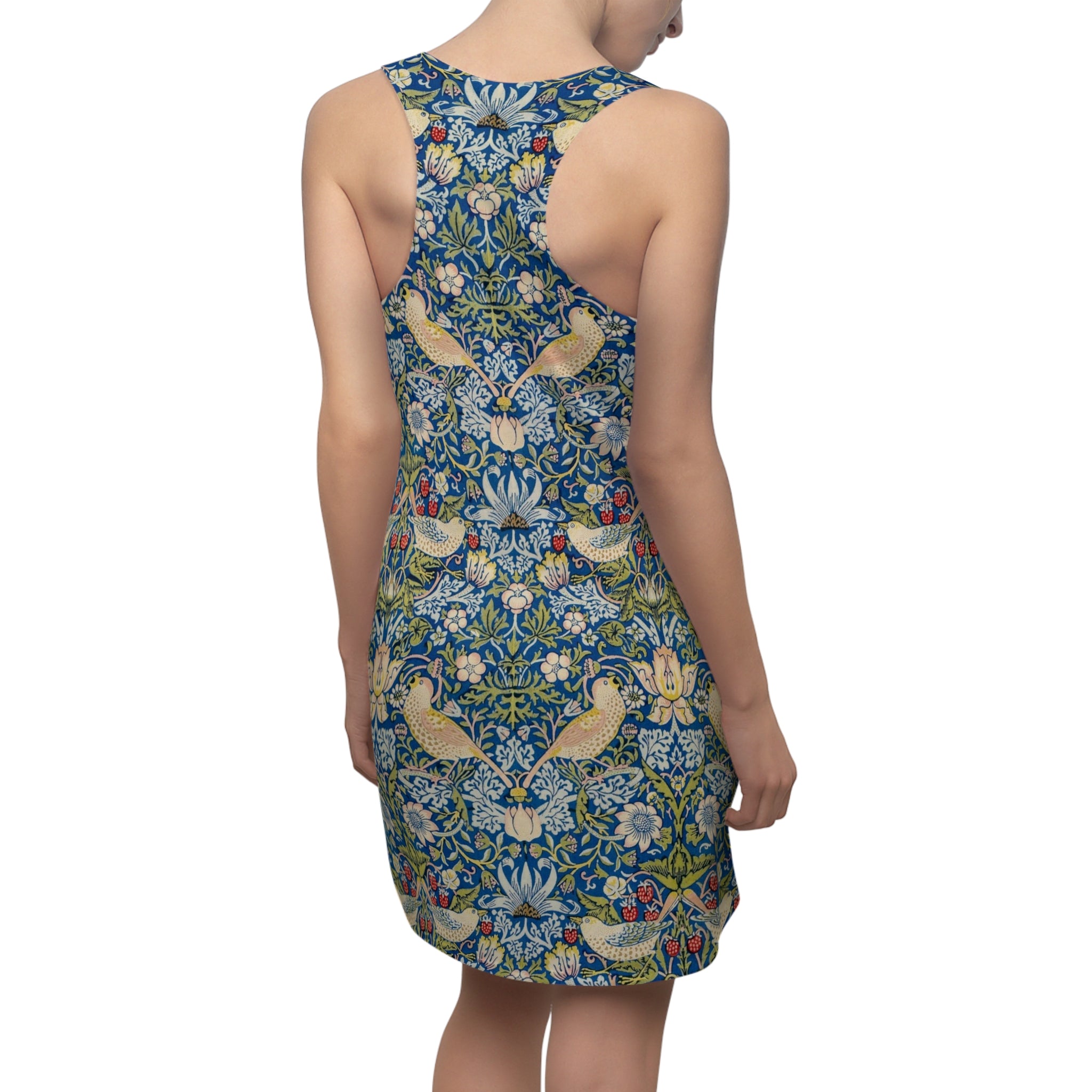 Floral Bird Pattern Racerback Dress — Vintage William Morris Style