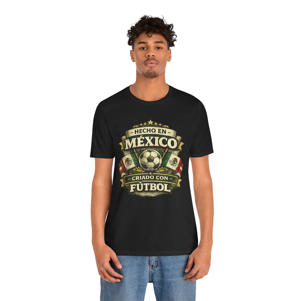 Mexico Soccer T‑Shirt — "Hecho en México, Criado con Fútbol" Vintage Football Tee