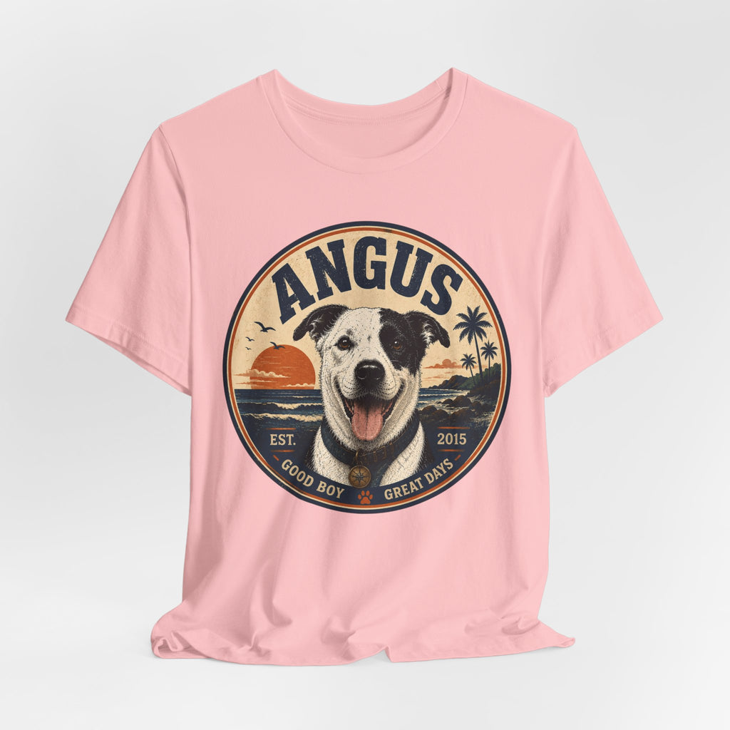 Angus Dog Tee — Retro Beach Portrait T-Shirt