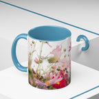 Floral Cosmos Accent Coffee Mug — Pink Wildflower Tea & Coffee Cup (11/15oz)