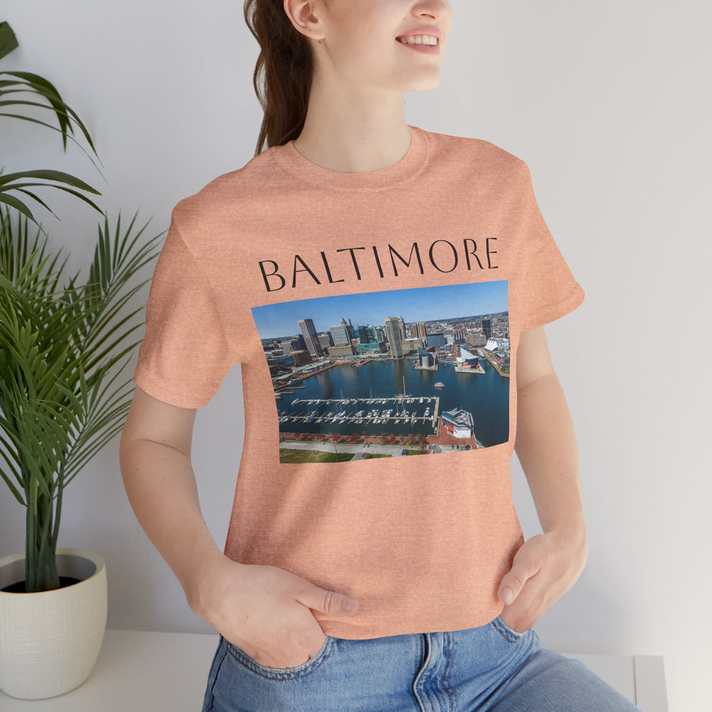 Baltimore Skyline Photo Tee — Inner Harbor Cityscape T-Shirt