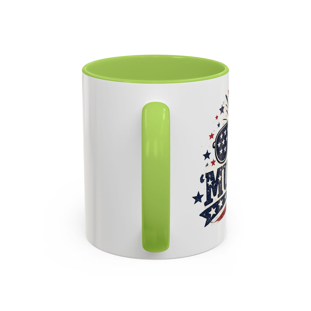 America Flag Accent Coffee Mug - Patriotic 11/15oz Tea Cup