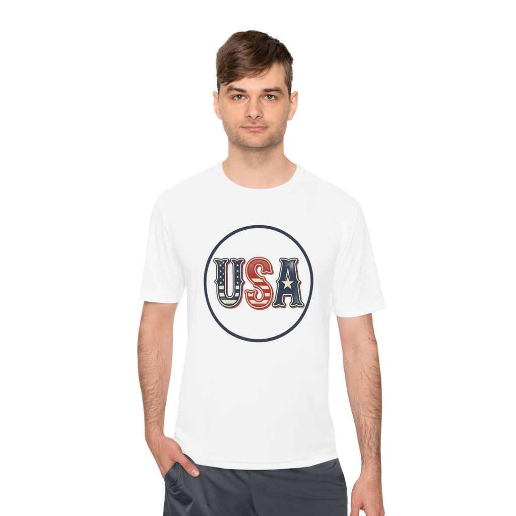 USA Patriotic Tee — Retro Stars & Stripes Moisture-Wicking Shirt