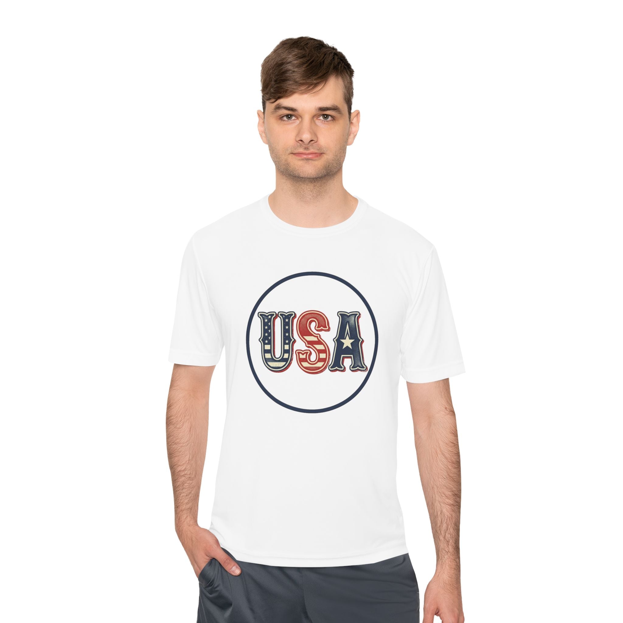 USA Patriotic Tee — Retro Stars & Stripes Moisture-Wicking Shirt