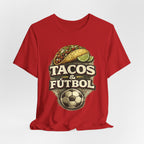 T-Shirt — Tacos & Fútbol Graphic Tee — Soccer Fan Mexican Food Mashup