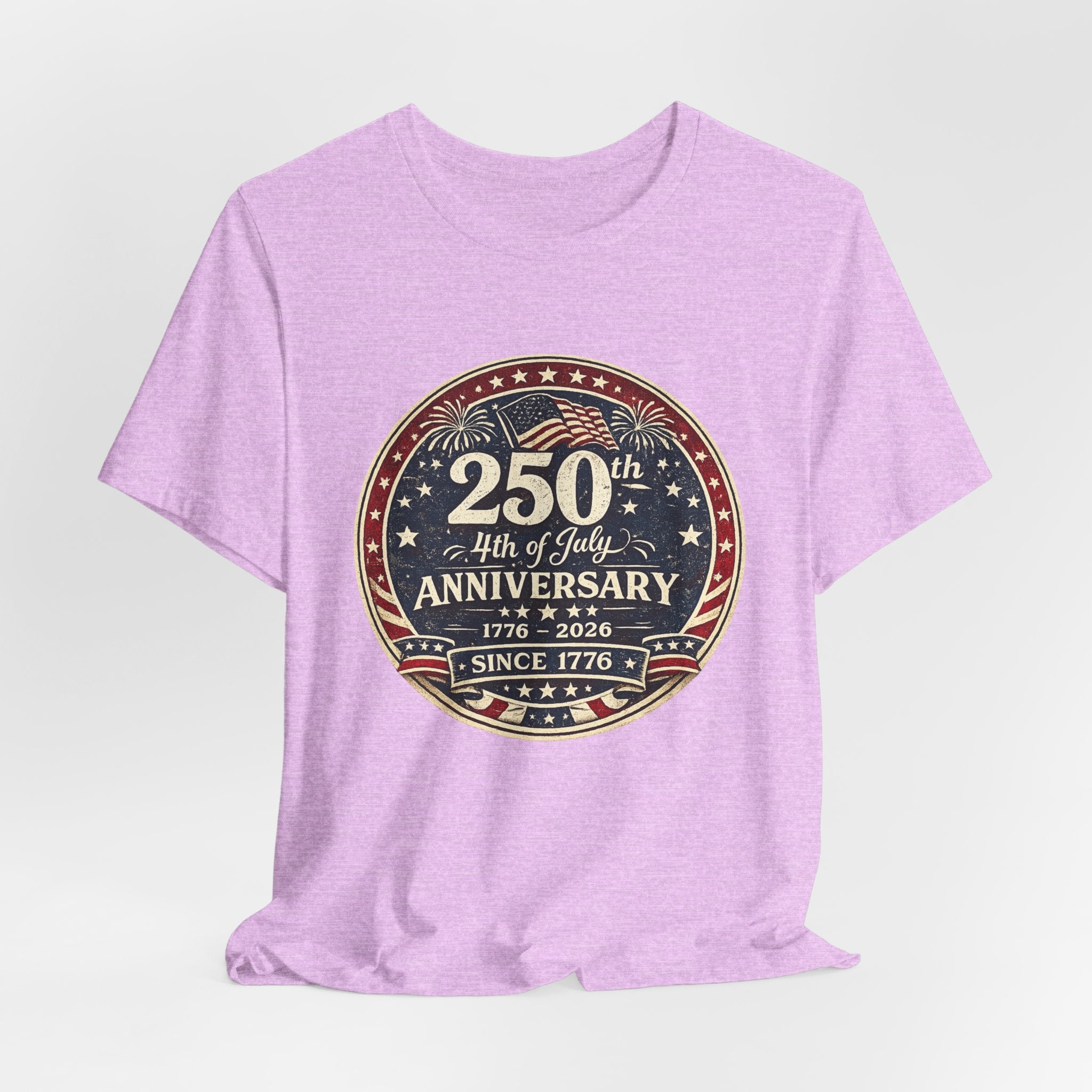4th of July 250th Anniversary T-Shirt – Vintage American Flag Emblem (1776–2026)