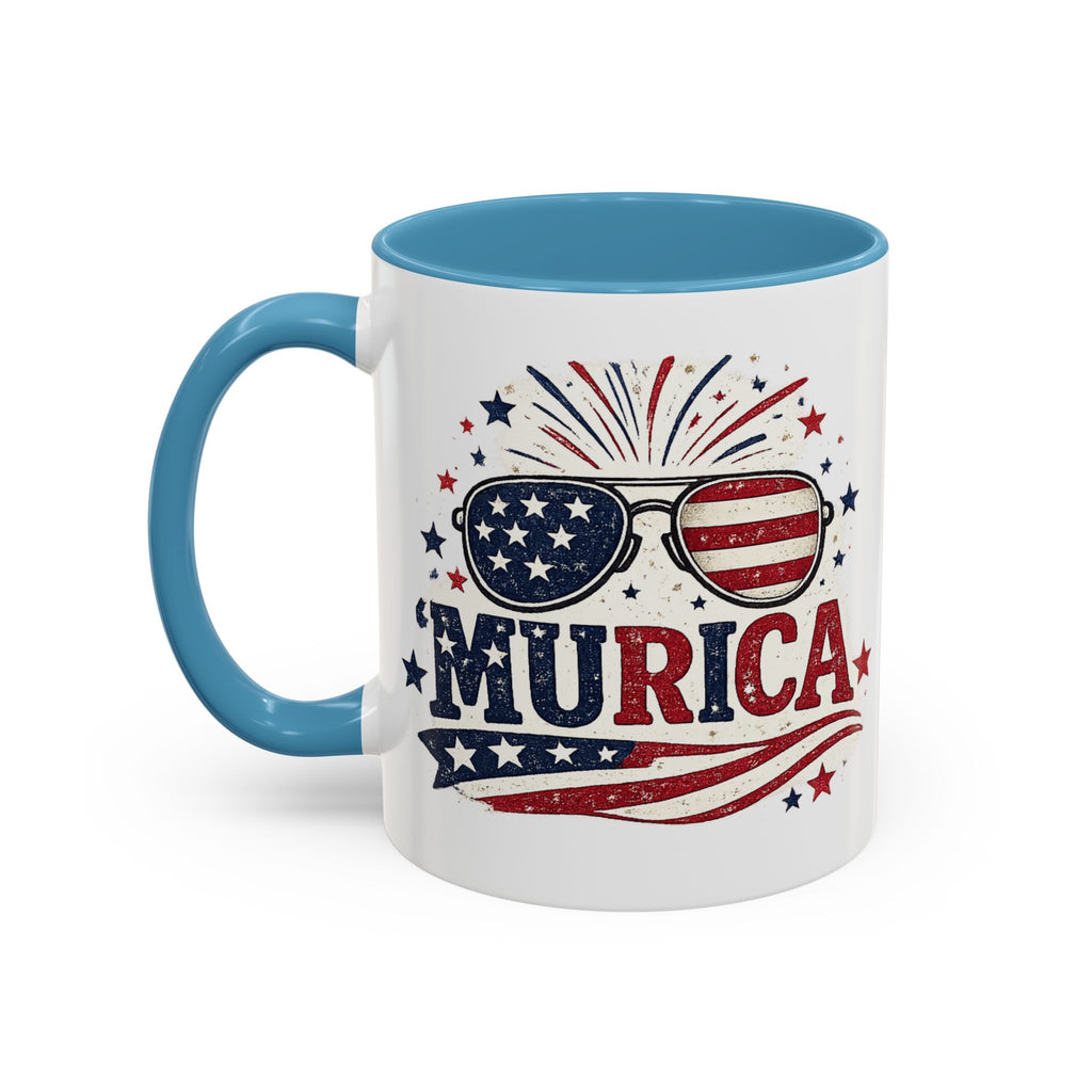 America Flag Accent Coffee Mug - Patriotic 11/15oz Tea Cup
