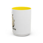 Cat Lover Coffee Mug – Cute Cat Illustration ‘Coffee’ Accent Ceramic Mug (11/15oz)