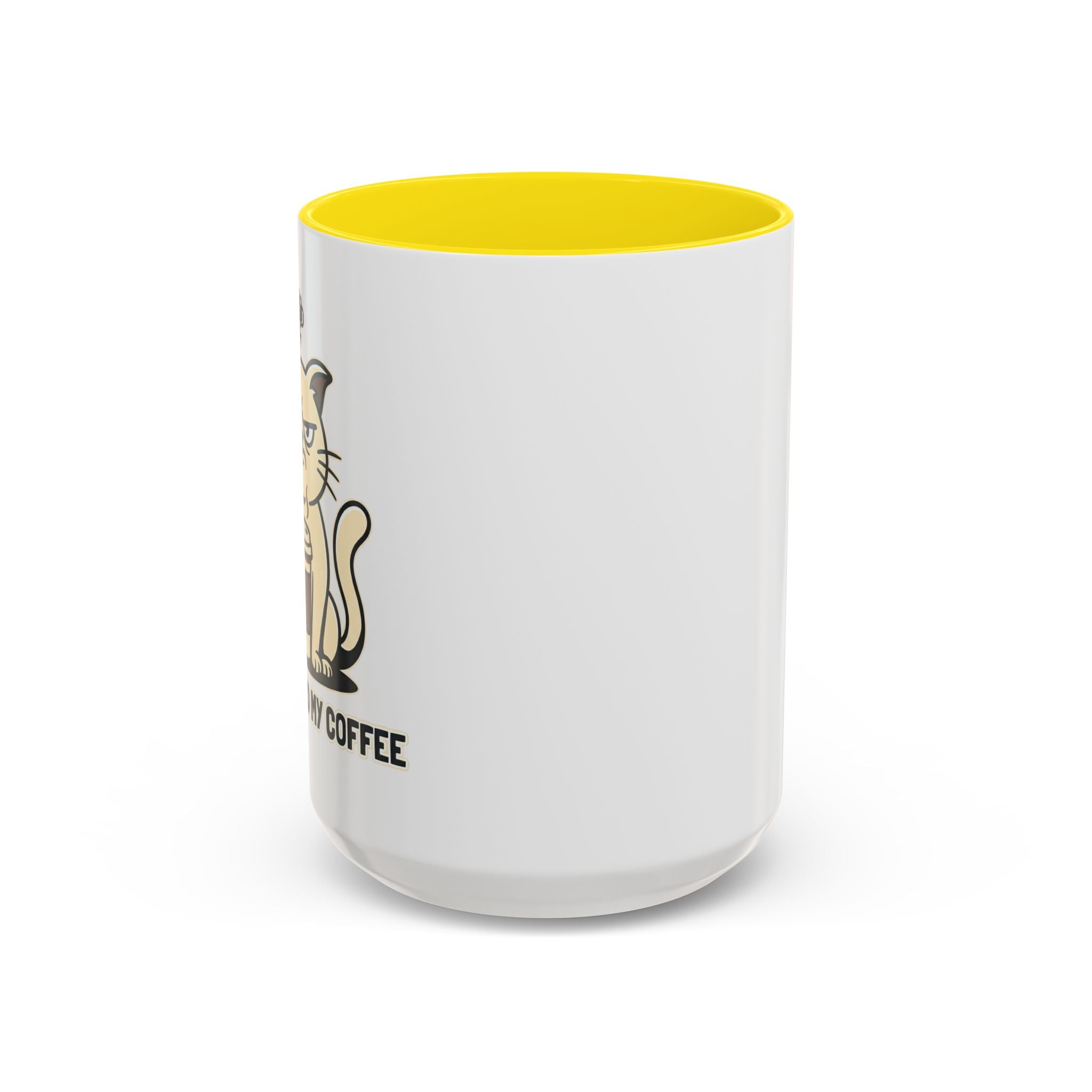Cat Lover Coffee Mug – Cute Cat Illustration ‘Coffee’ Accent Ceramic Mug (11/15oz)