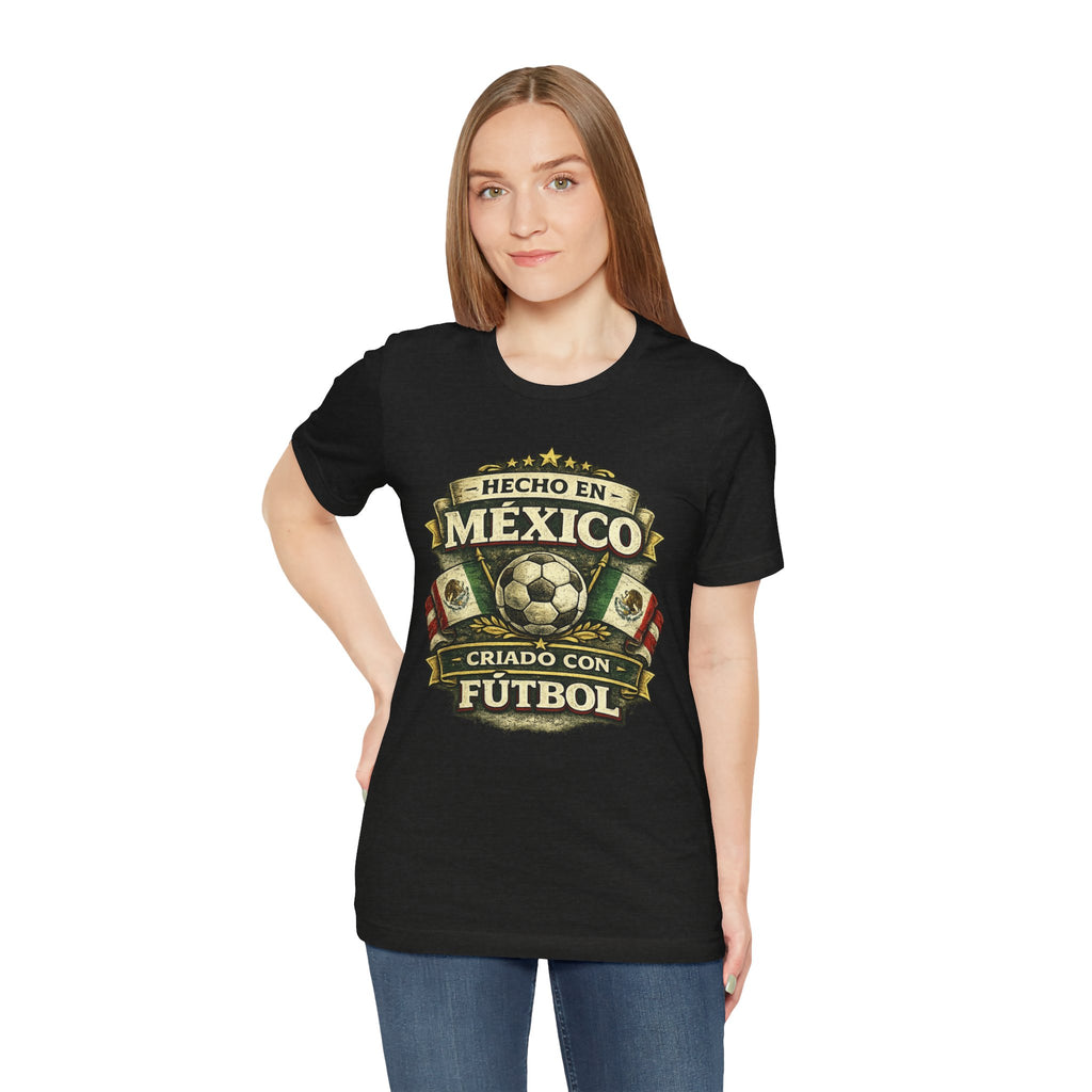 Mexico Soccer T‑Shirt — "Hecho en México, Criado con Fútbol" Vintage Football Tee