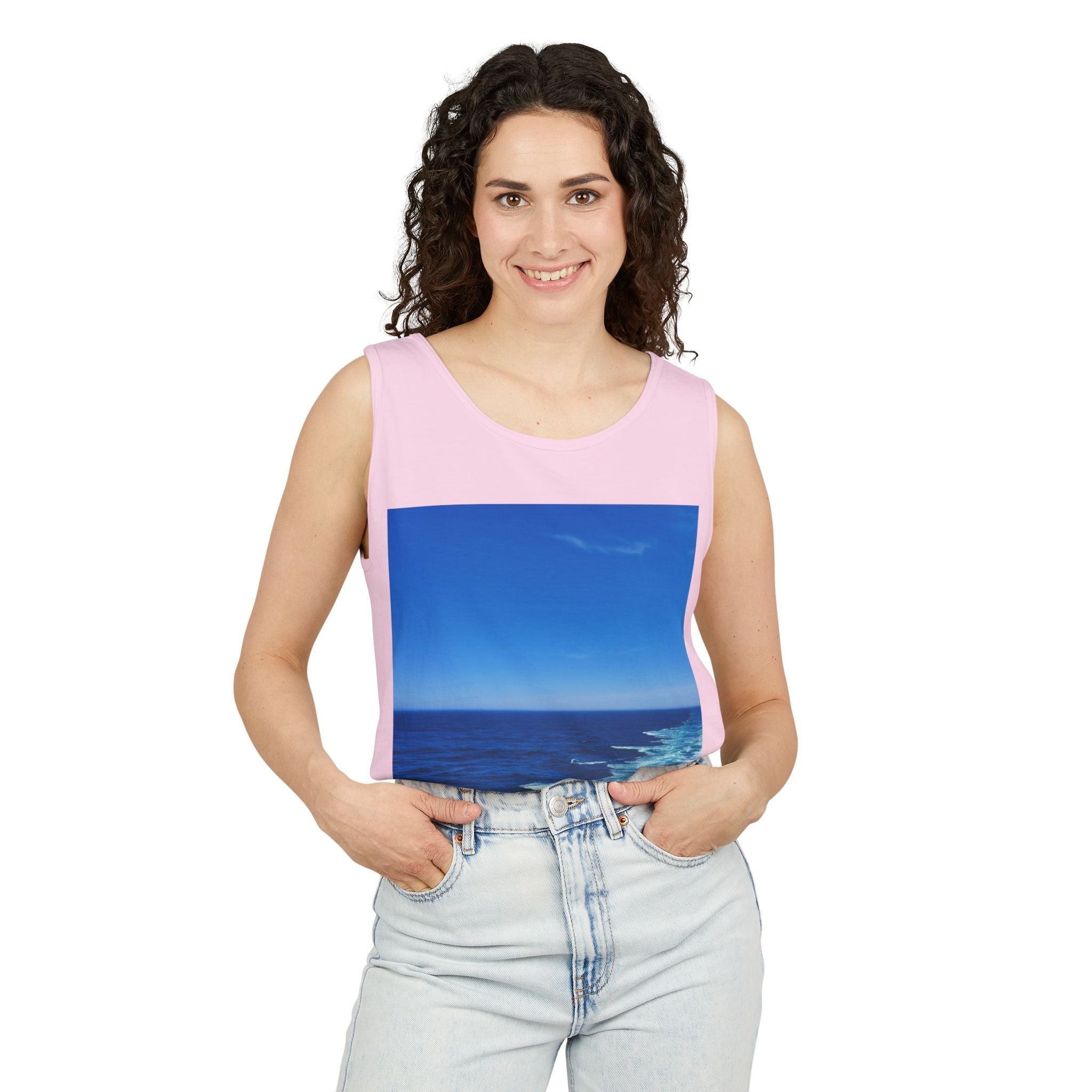 Ocean View Photo Tank Top — Coastal Beach Vibes Summer Tee
