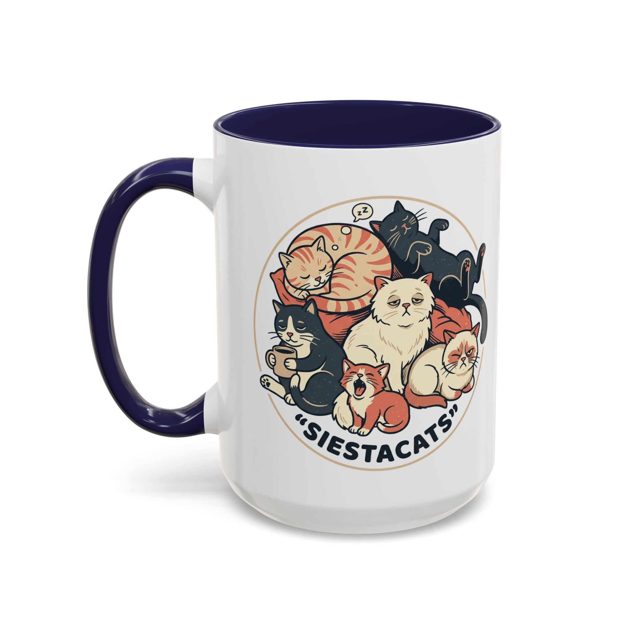 Cat Jester Accent Coffee Mug – Whimsical Vintage Cat Illustration (11/15oz)