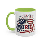 America Flag Accent Coffee Mug - Patriotic 11/15oz Tea Cup