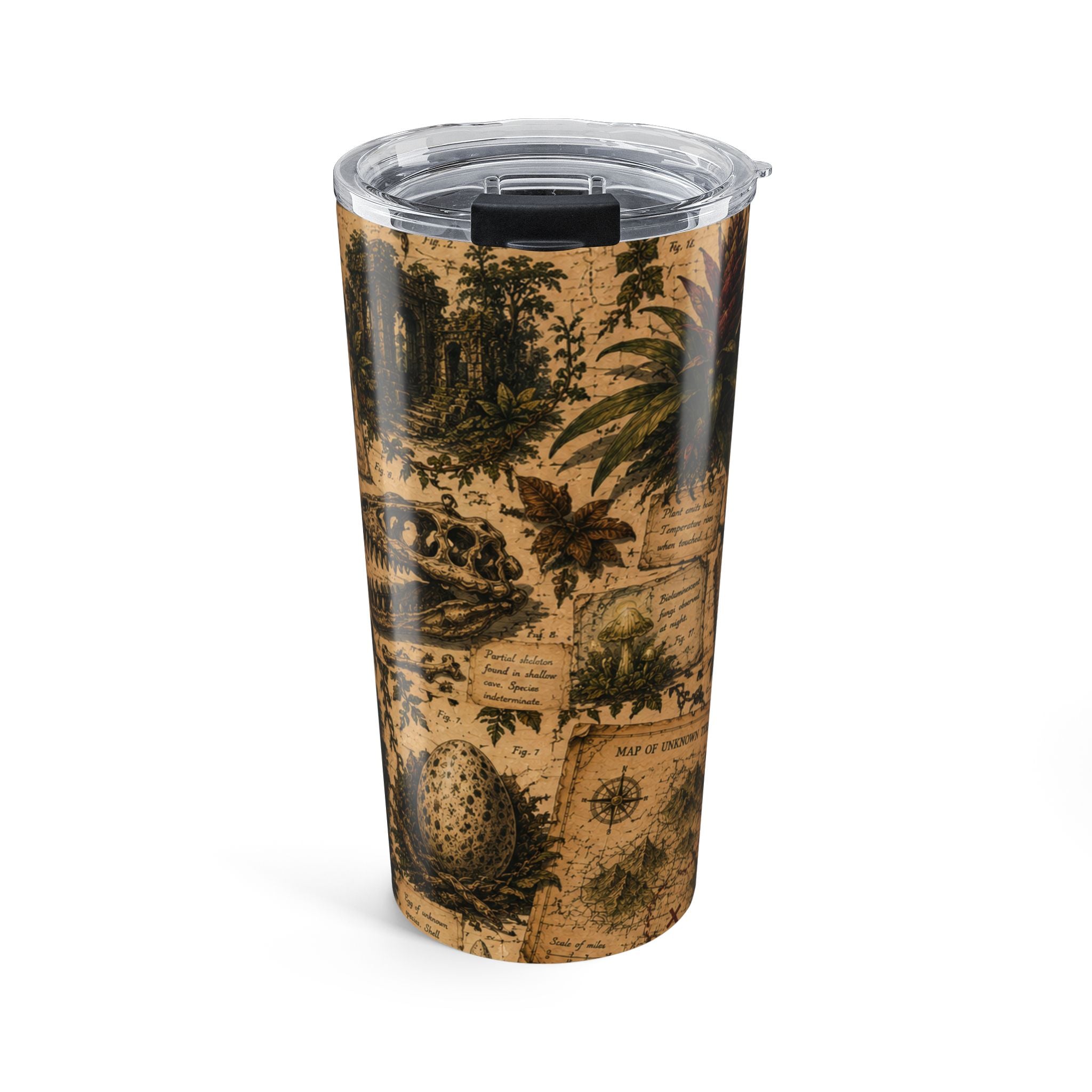 Vintage Botanical 20oz Tumbler – Antique Map & Plant Print Travel Cup