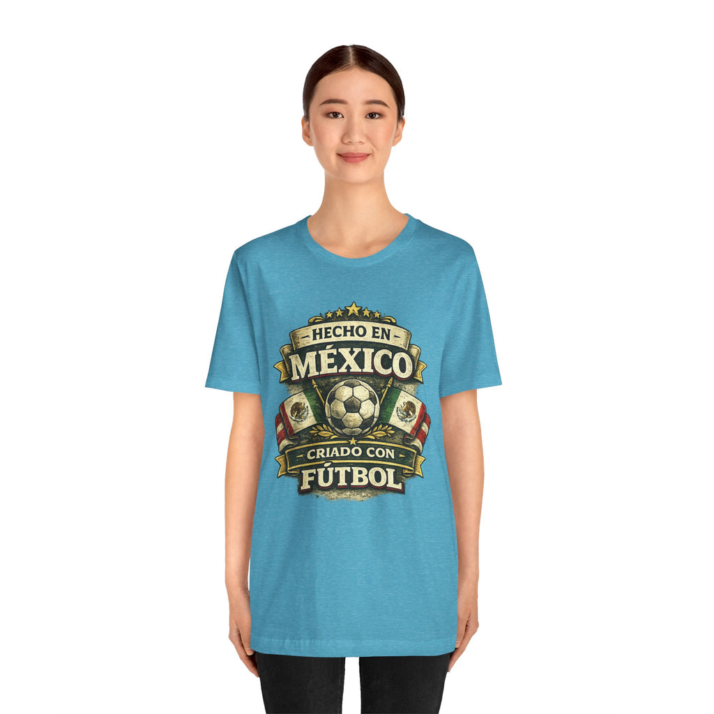 Mexico Soccer T‑Shirt — "Hecho en México, Criado con Fútbol" Vintage Football Tee