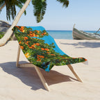 Orange Grove Beach Towel — Vibrant Citrus Tree Print
