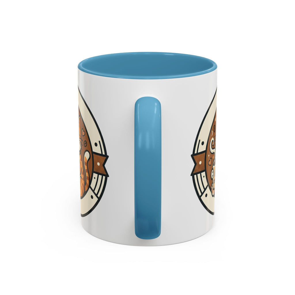 Cat Coffee Mug — Cute Orange Kitty Holding ‘Coffee’ Accent Ceramic Mug (11/15 oz)