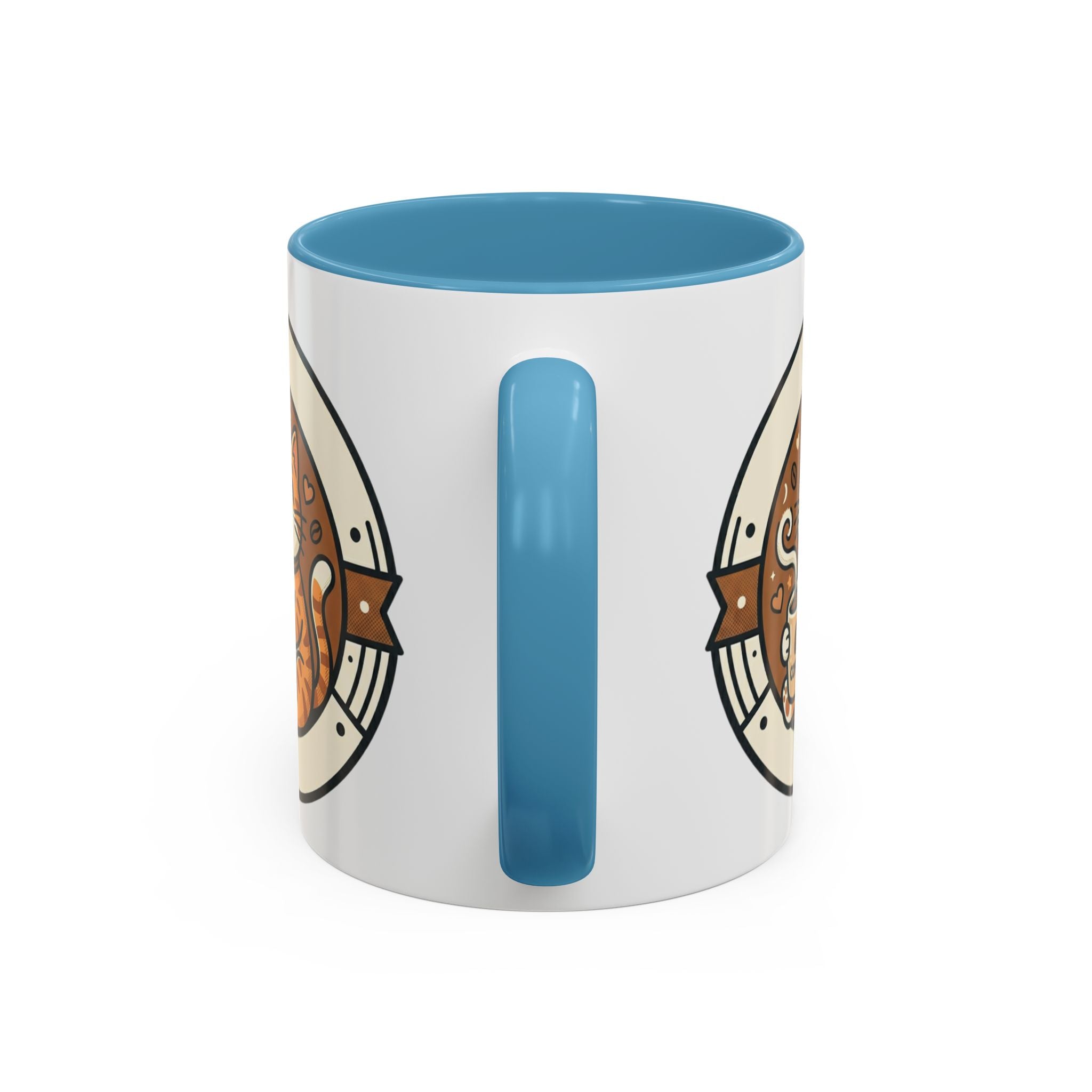 Cat Coffee Mug — Cute Orange Kitty Holding ‘Coffee’ Accent Ceramic Mug (11/15 oz)