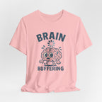 Brain Buffering T‑Shirt — Cute Cartoon Brain Graphic Tee for Neuro Humor