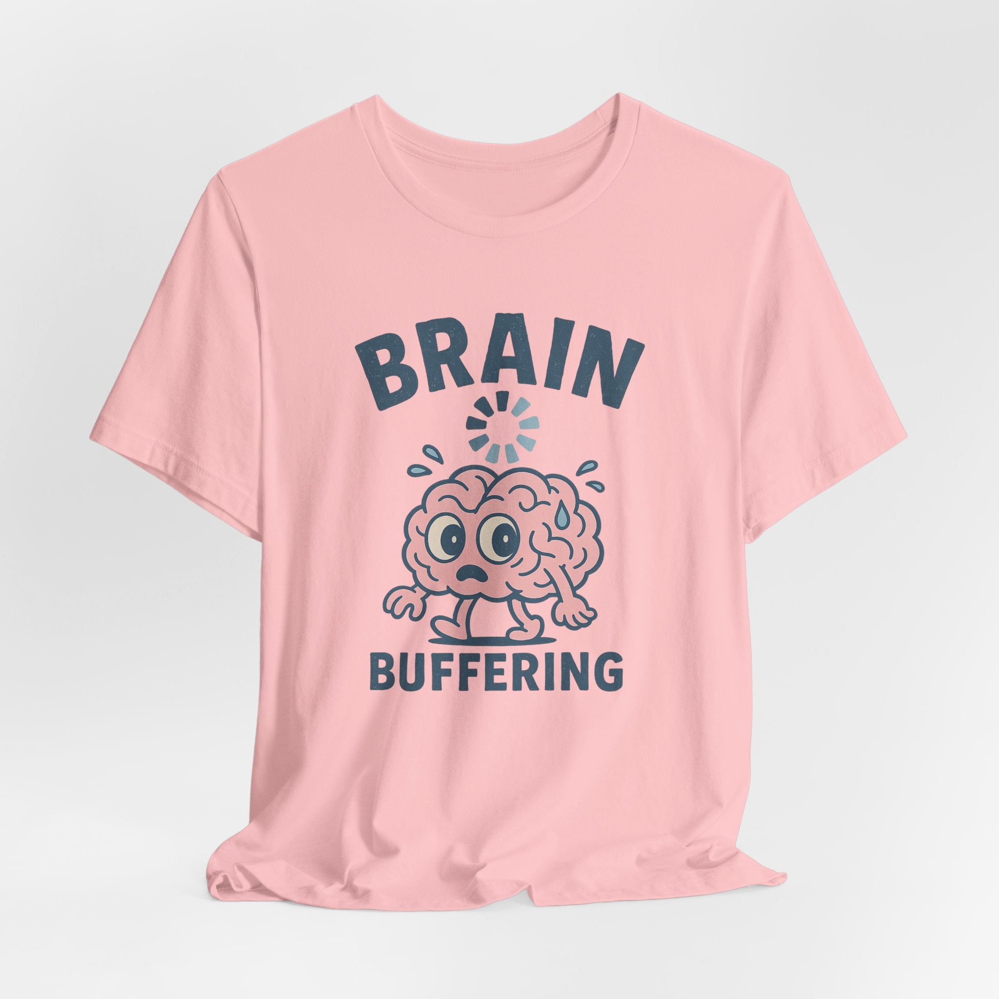 Brain Buffering T‑Shirt — Cute Cartoon Brain Graphic Tee for Neuro Humor