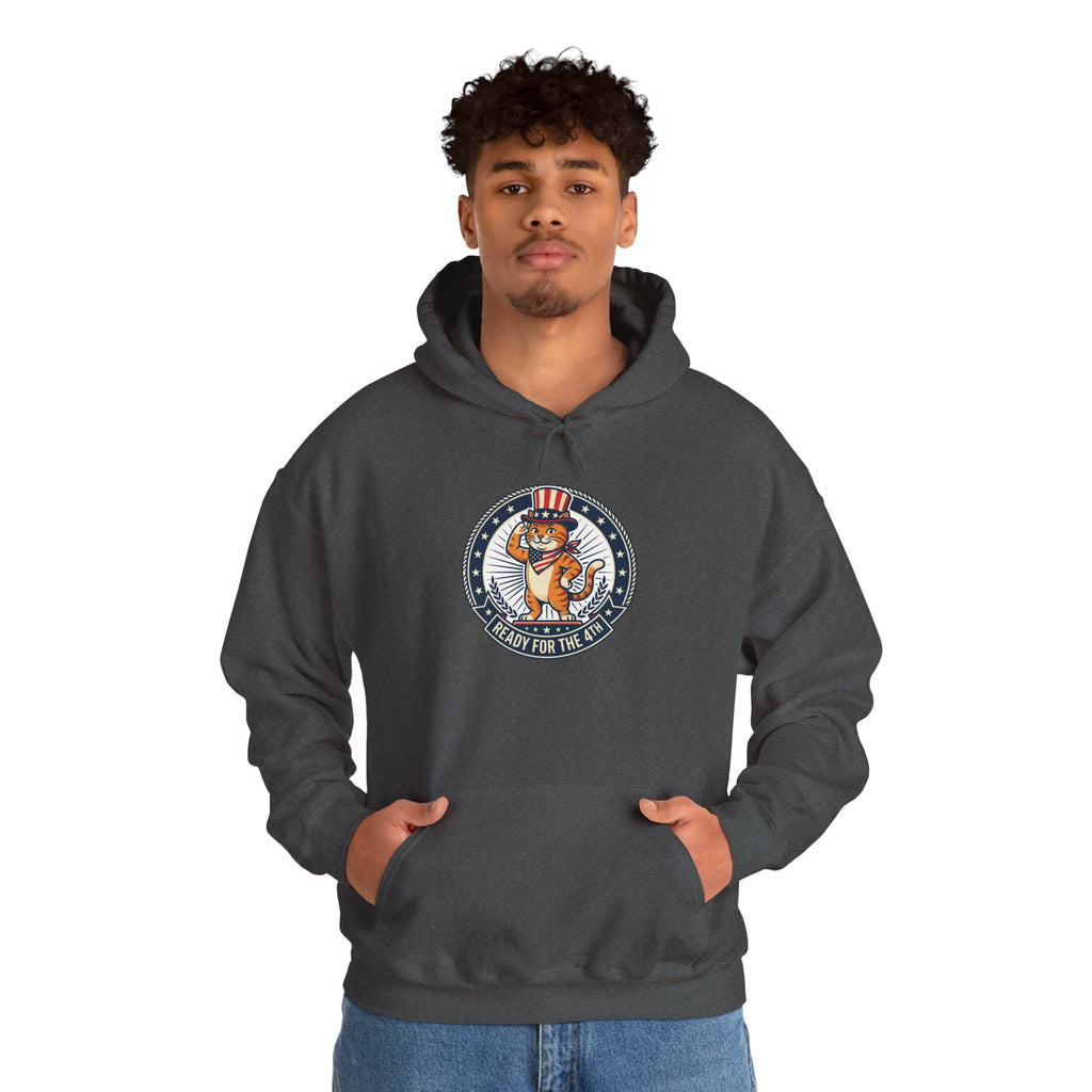 Patriotic Cat Hoodie — "Ready for the Stars" Graphic Pullover