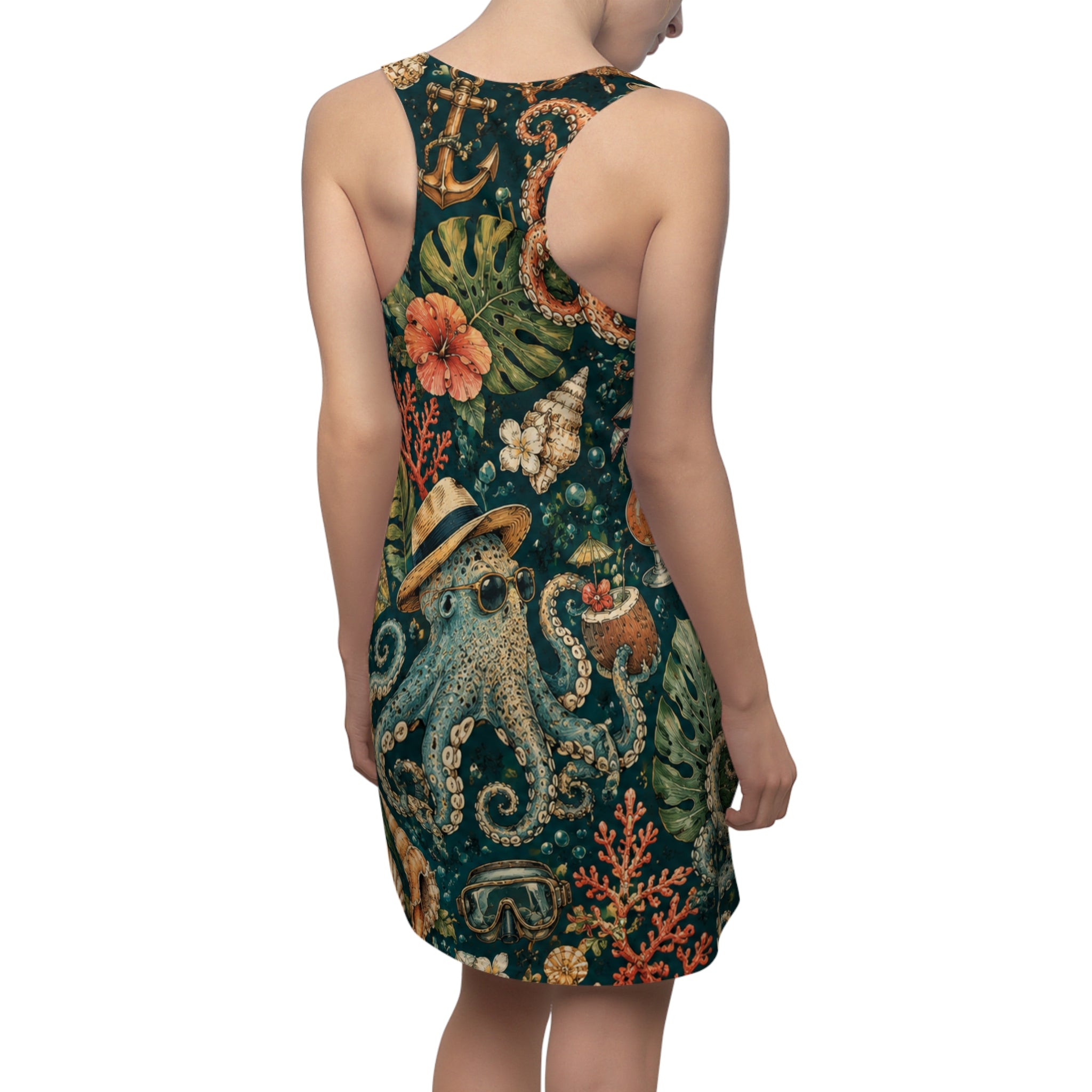 Octopus Garden Racerback Dress — Vintage Nautical Floral Print