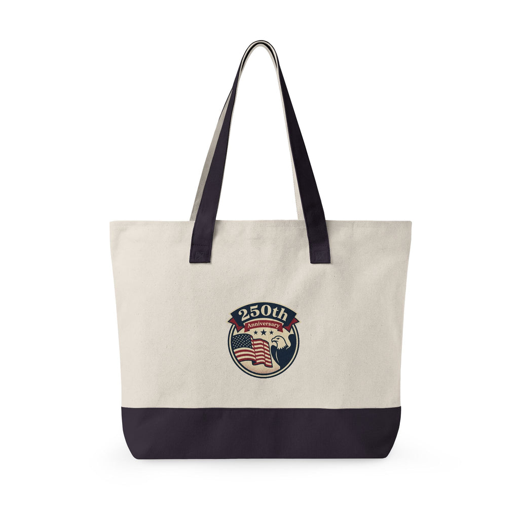 250th Anniversary American Flag Canvas Tote Bag — Zippered Patriotic Tote