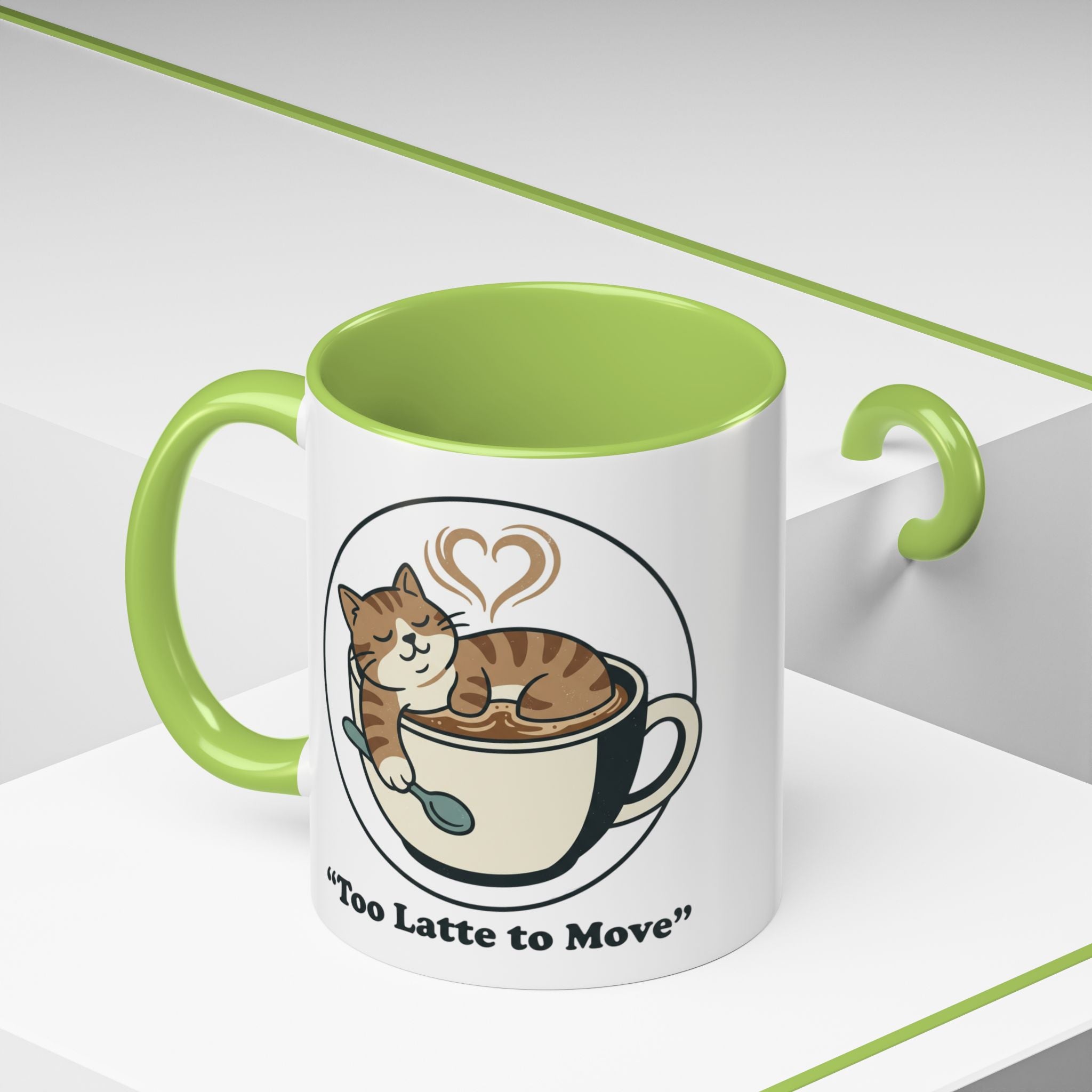 Latte Cat Coffee Mug – "Don't Wake Me, I'll Move" Cute Cat Latte Art Ceramic Accent Mug