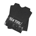 New York City Skyline Tee — Vintage Black & White 'NEW YORK!' Graphic Shirt
