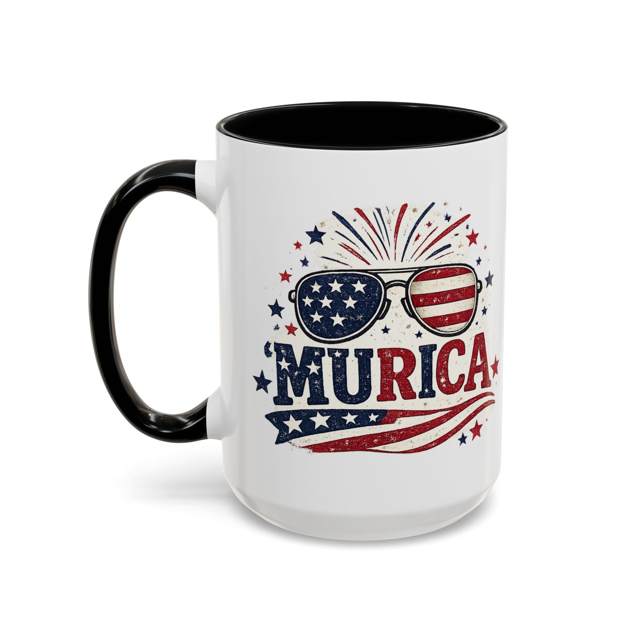 America Flag Accent Coffee Mug - Patriotic 11/15oz Tea Cup