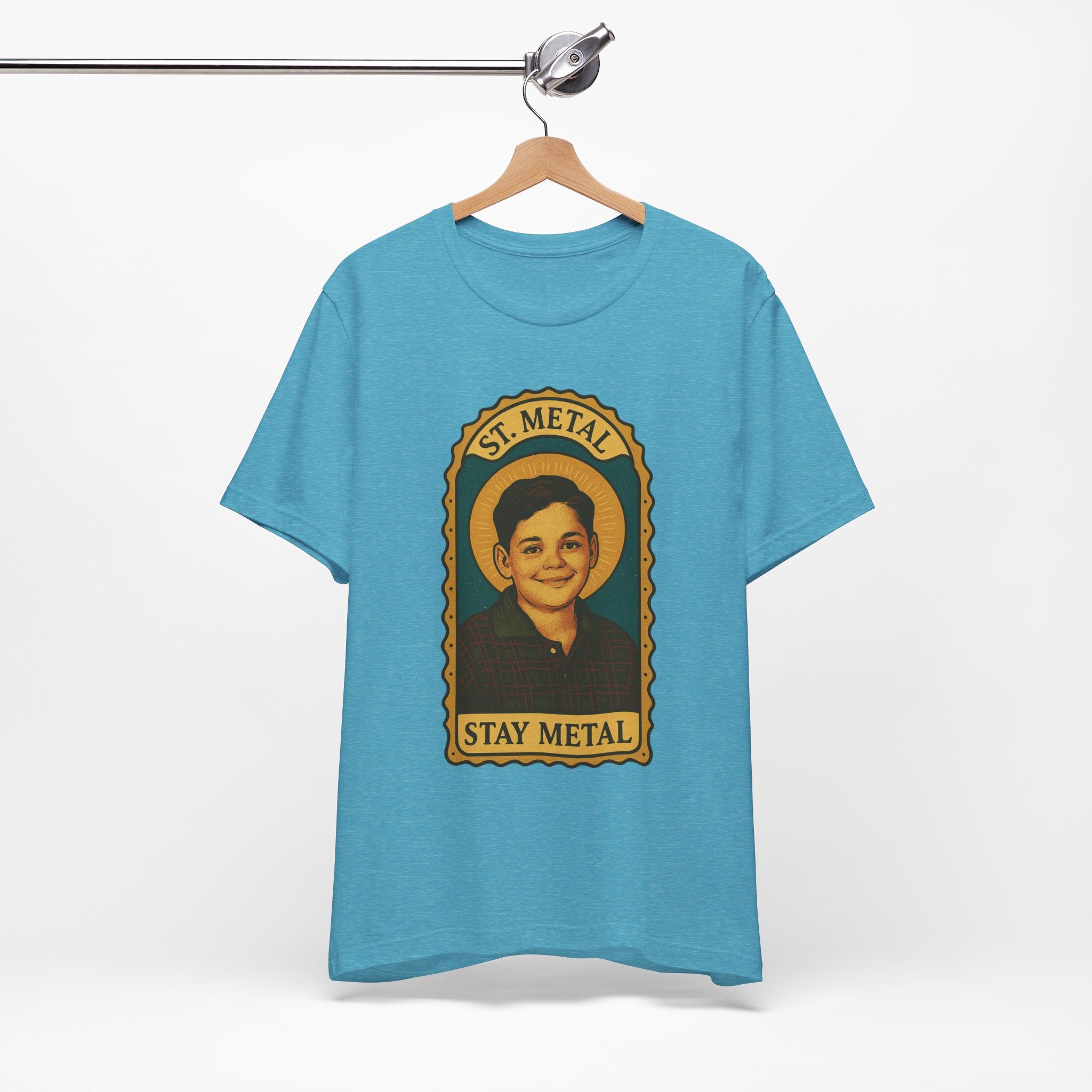Copy of Stay Metal T-Shirt — Retro Saint Portrait Heavy Metal Tee