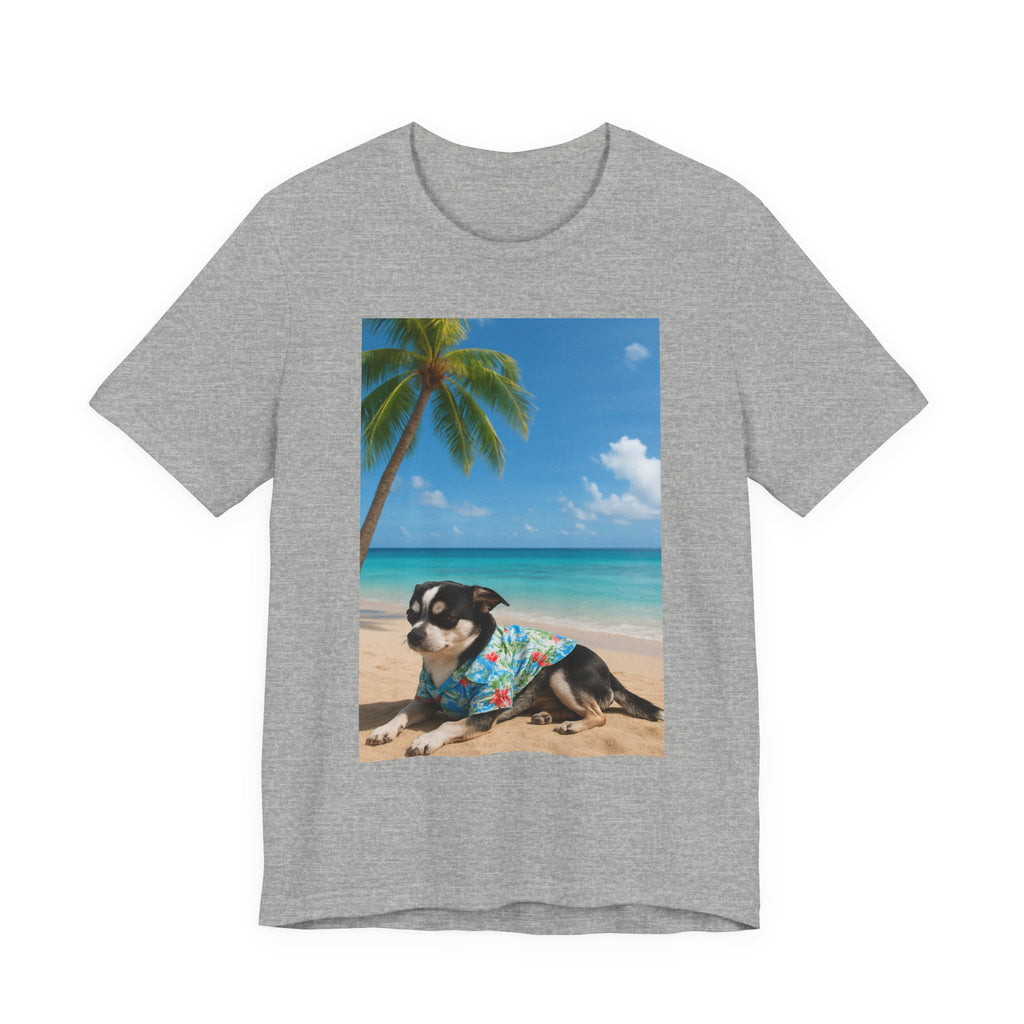 Beach Chihuahua Dog T-Shirt — Hawaiian Shirt Puppy on Tropical Shore