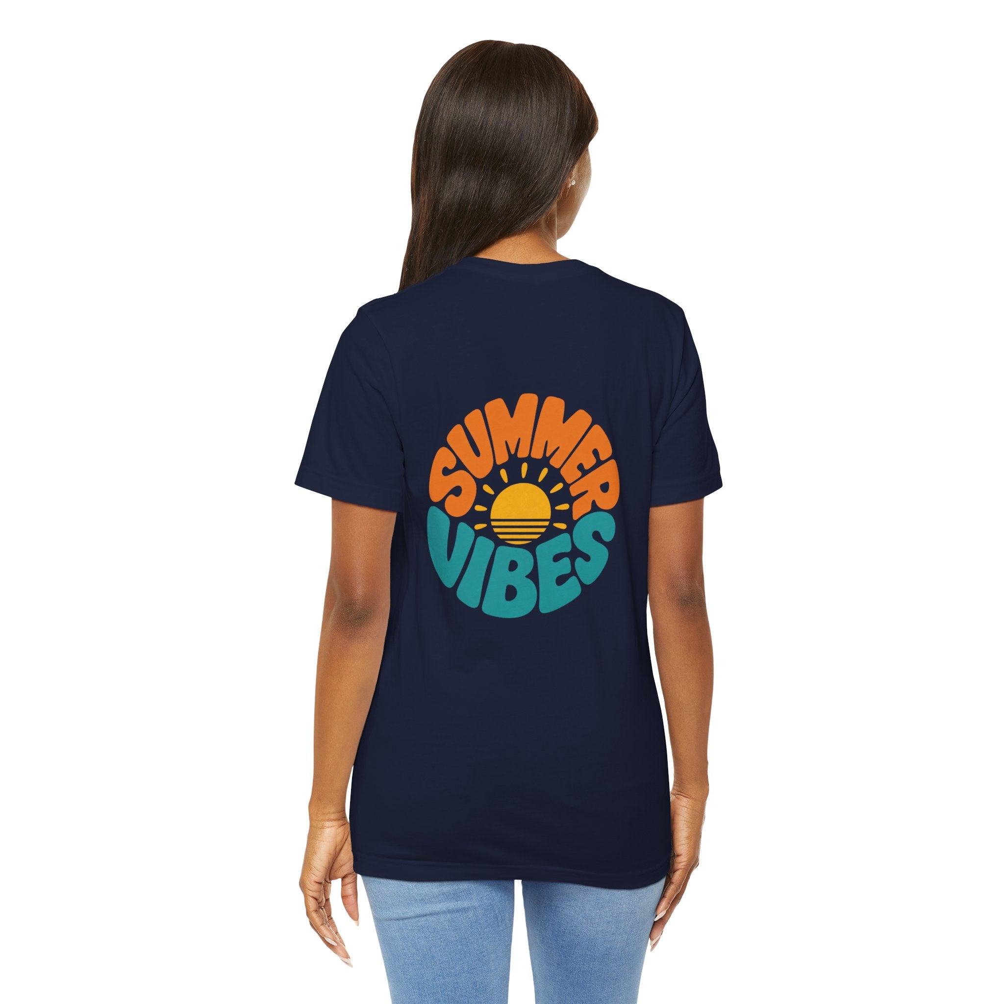 Summer Vibes Tee — Retro Sun Graphic Back Print