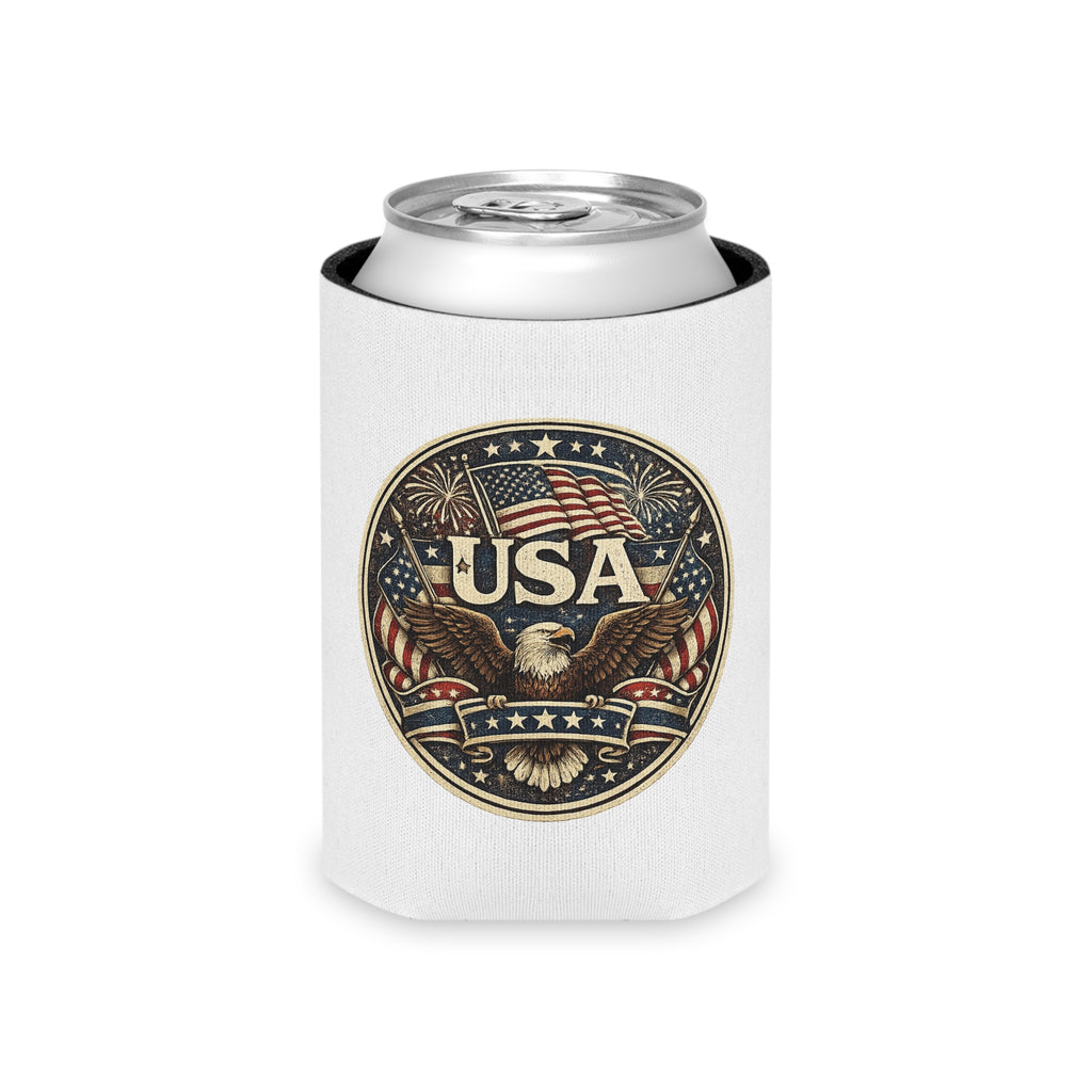 USA Eagle Can Cooler - Patriotic American Flag Beer Holder for 4th of July
