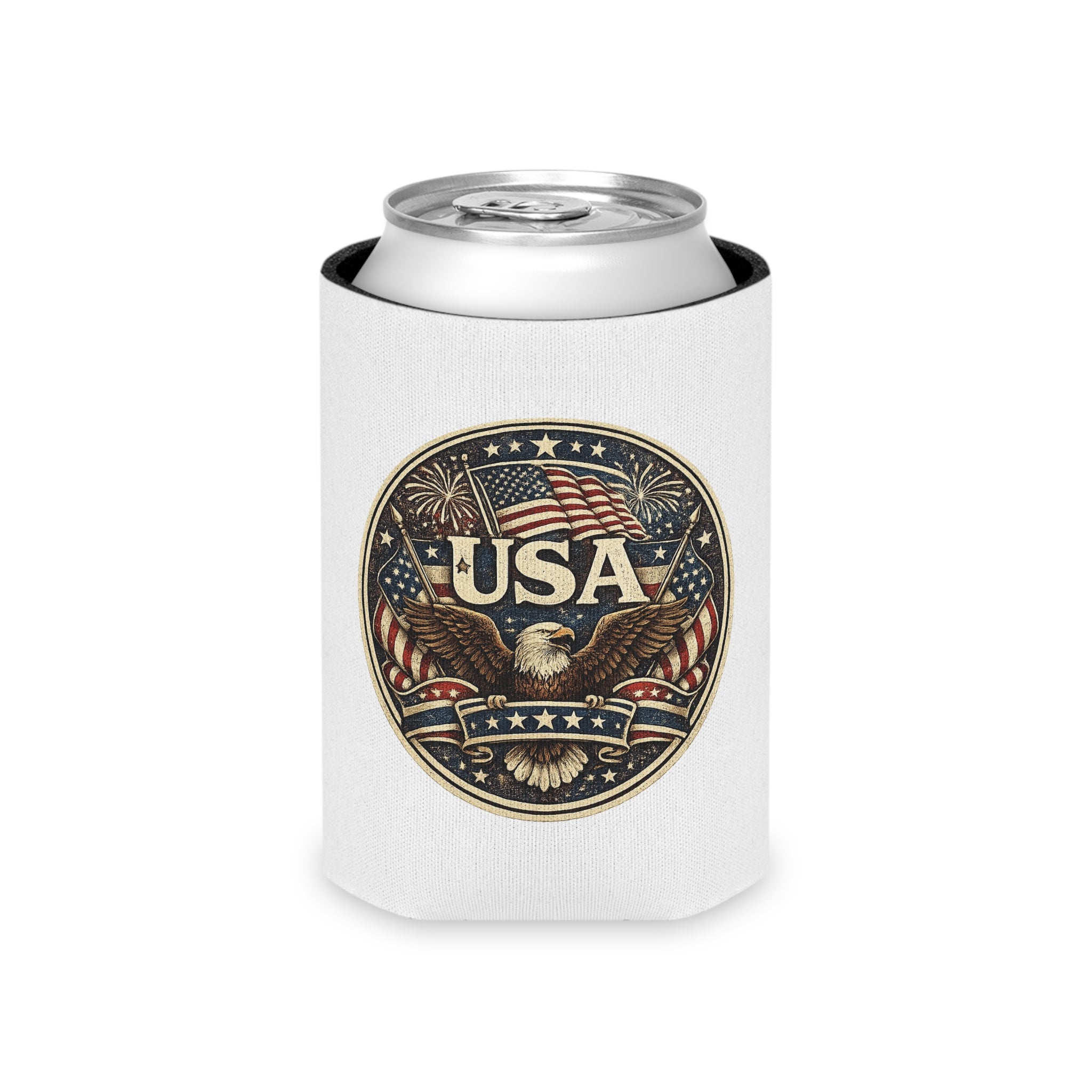 USA Eagle Can Cooler - Patriotic American Flag Beer Holder for 4th of July