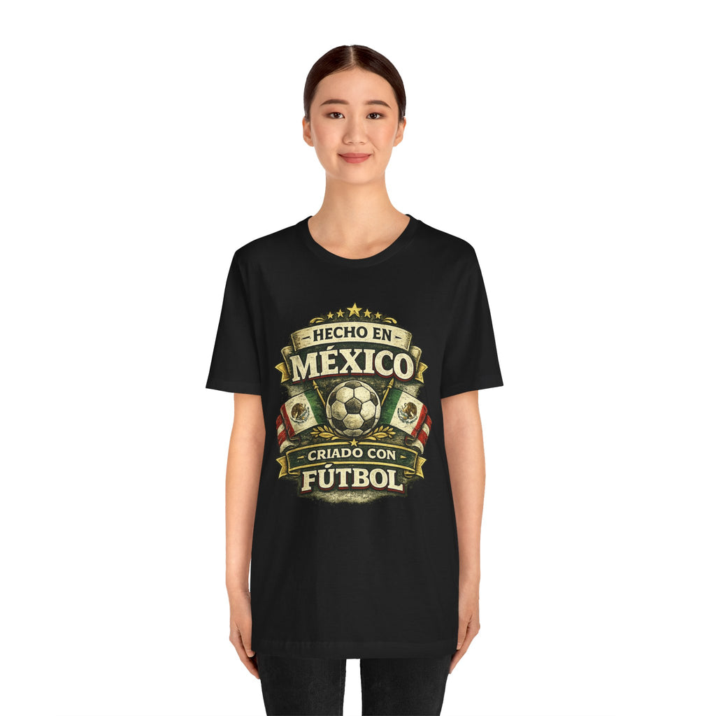 Mexico Soccer T‑Shirt — "Hecho en México, Criado con Fútbol" Vintage Football Tee