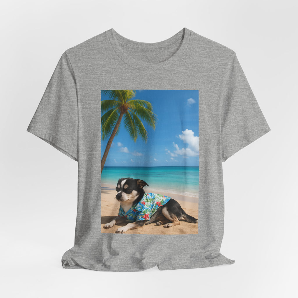 Beach Chihuahua Dog T-Shirt — Hawaiian Shirt Puppy on Tropical Shore