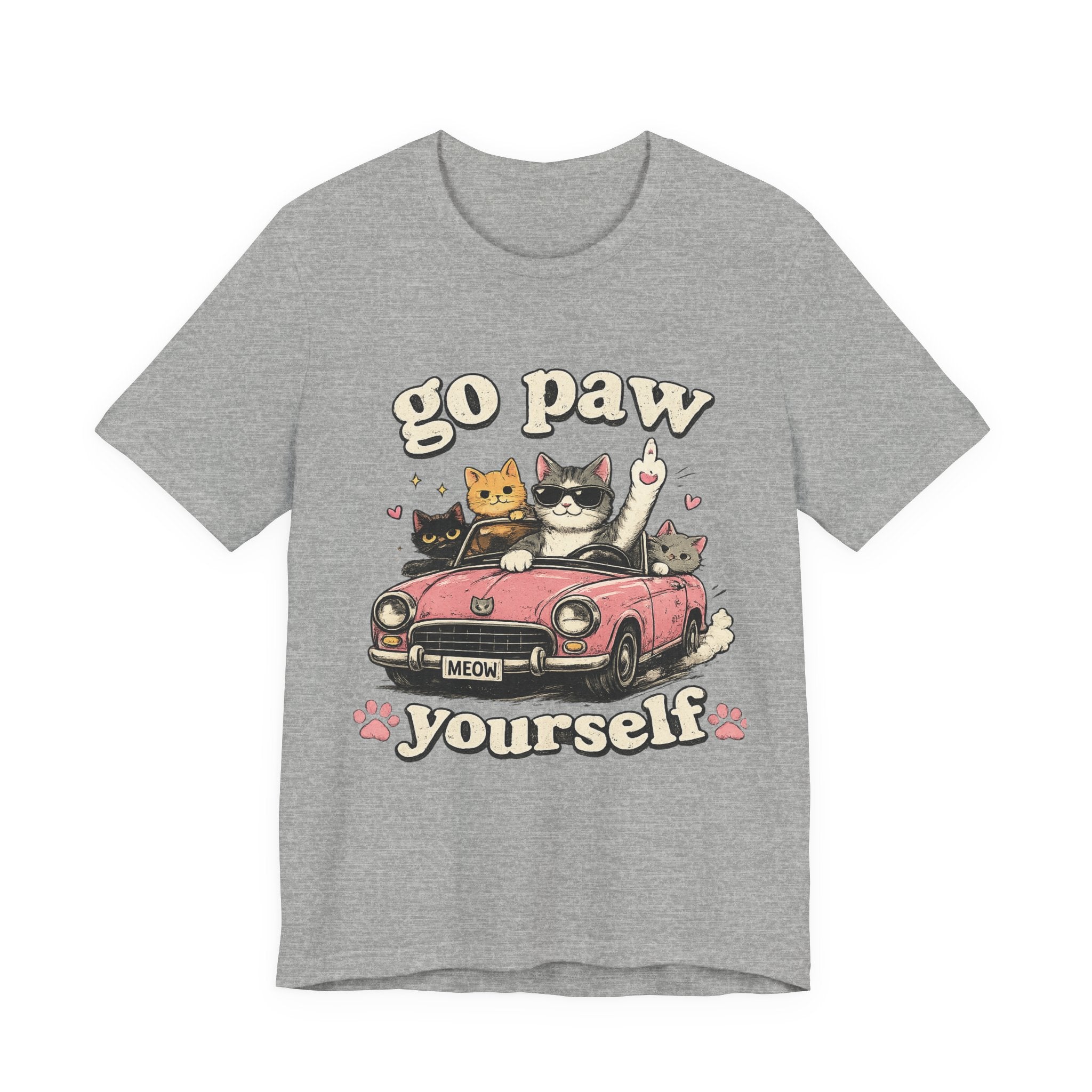 Go Paw Yourself Cat Tee – Cute Retro Cats in Convertible T‑Shirt