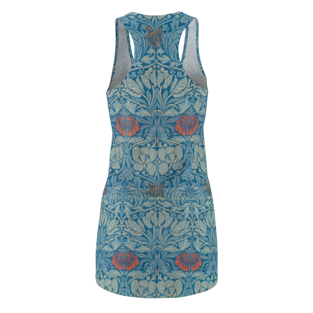 Floral Blue Racerback Dress – Vintage Inspired All-Over Print