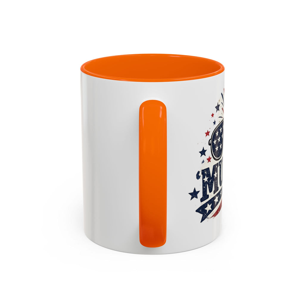 America Flag Accent Coffee Mug - Patriotic 11/15oz Tea Cup
